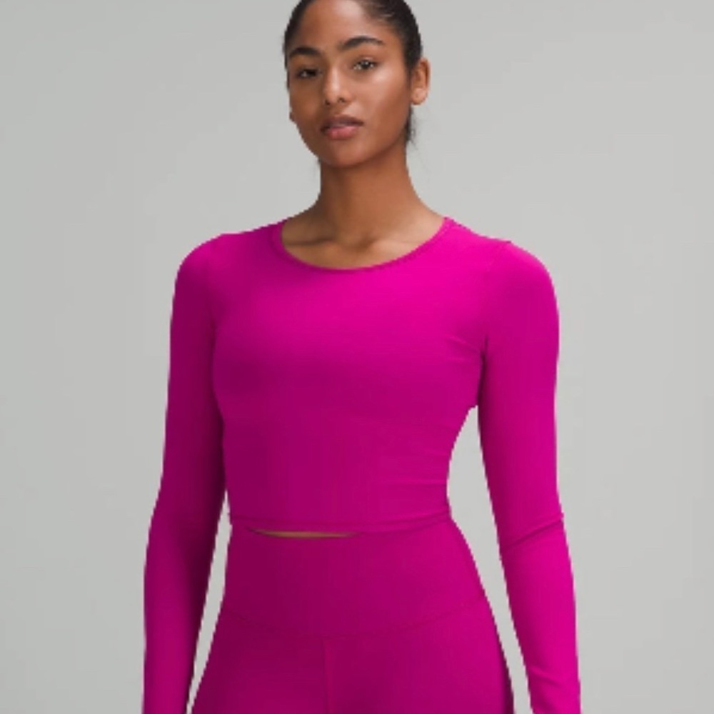 Lululemon Wunder Train Cropped Long Sleeve Shirt. Color: Ripened Raspberry